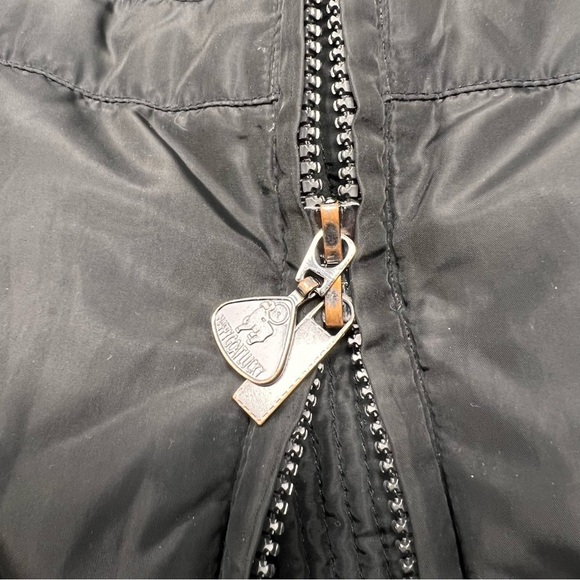 Happy Goat Black Long Down Puffer Coat Size M High Collar Hood Water Resistant - Picture 13 of 15